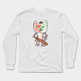 Black-crowned cat warrior illustration with with a sword Long Sleeve T-Shirt